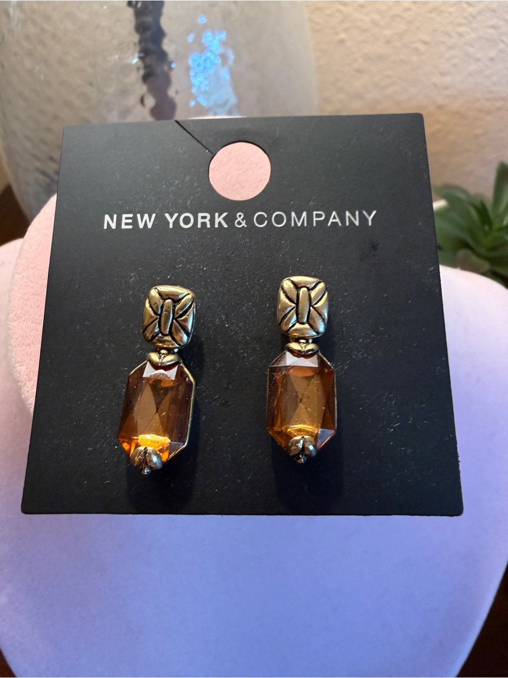 New New York & Company Amber Crystal Drop Earrings